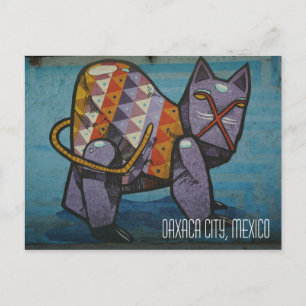Cartão Postal Cidade de Oaxaca México, mural de rua de gato