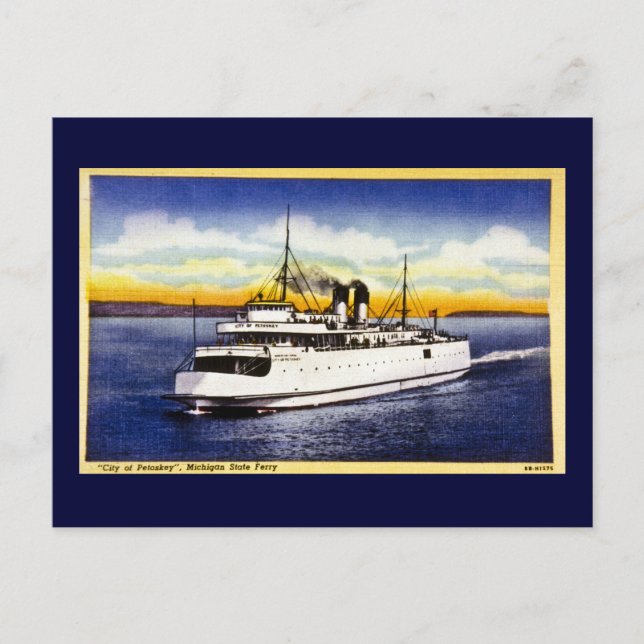 Cartão Postal Cidade de Petoskey, Michigan State Ferry (Frente)
