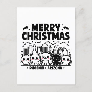 Cartão Postal Cidade de Phoenix Arizona Feliz Natal Gatos EUA
