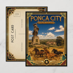 Cartão Postal Cidade de Ponca Oklahoma Arte Deco Vintage Era de