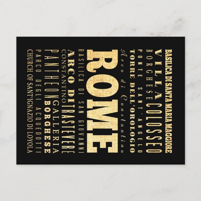 Cartão Postal Cidade de Roma de Tipografia Art (Frente)