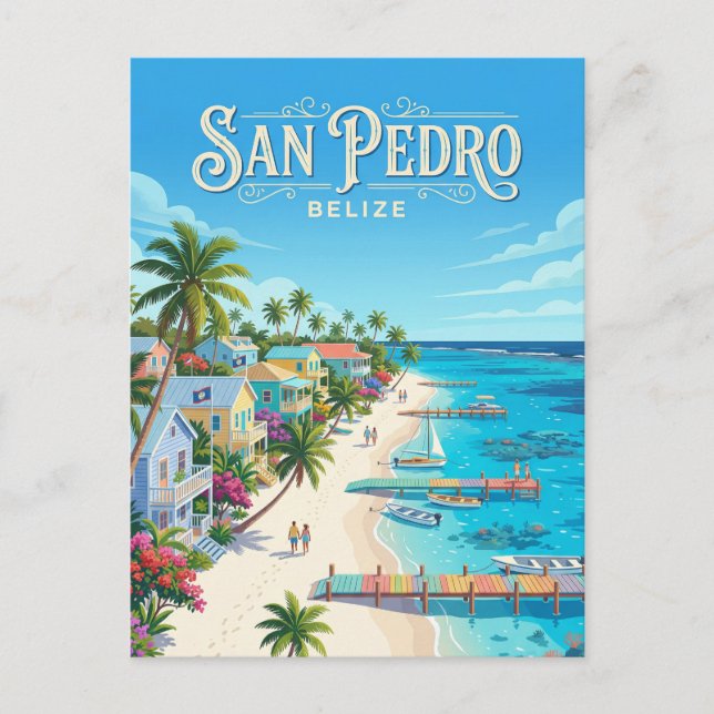 Cartão Postal Cidade de San Pedro Belize (Frente)