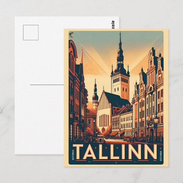 Cartão Postal Cidade de Tallinn viagem (Frente/Verso)