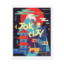 Cidade de Tóquio, Japão, ilustração, viagem vintag