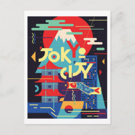 Cartão Postal Cidade de Tóquio, Japão, ilustração, viagens vinta