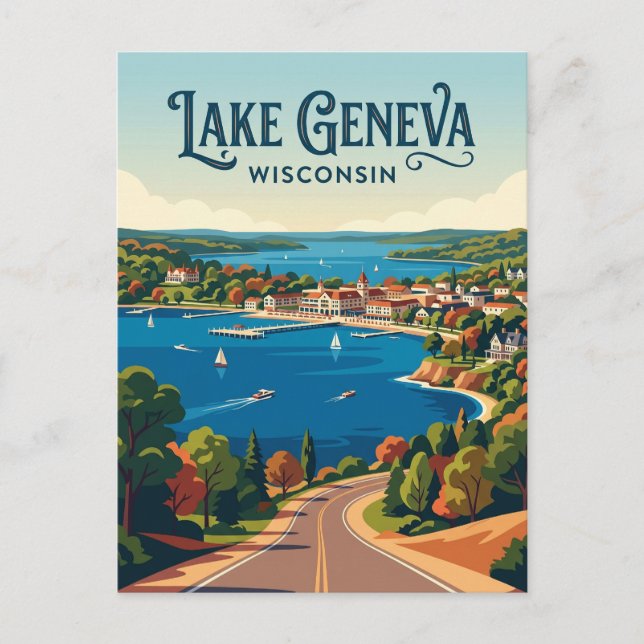 Cartão Postal Cidade de Wisconsin EUA (Frente)