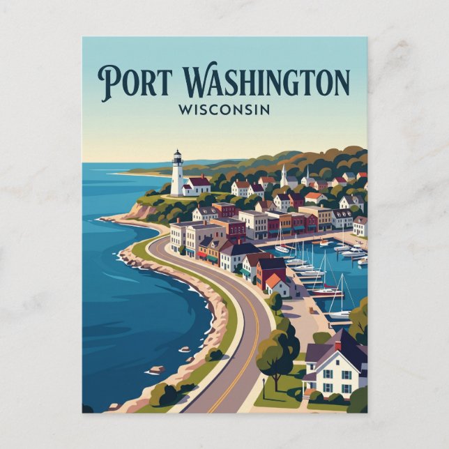 Cartão Postal Cidade de Wisconsin EUA (Frente)