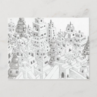 Cartão Postal Cidade desenhada do lápis