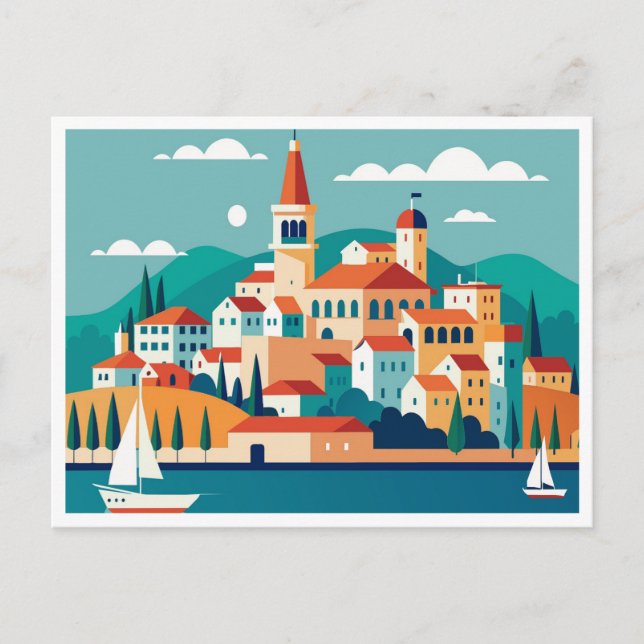 Cartão Postal Cidade dividida da Croácia (Frente)