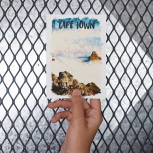 Cartão Postal Cidade do Cabo África do Sul Mesa Montanha Aquarel