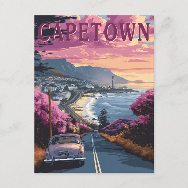 Cartão Postal Cidade do Cabo, África do Sul Viagem Antiga (Frente)