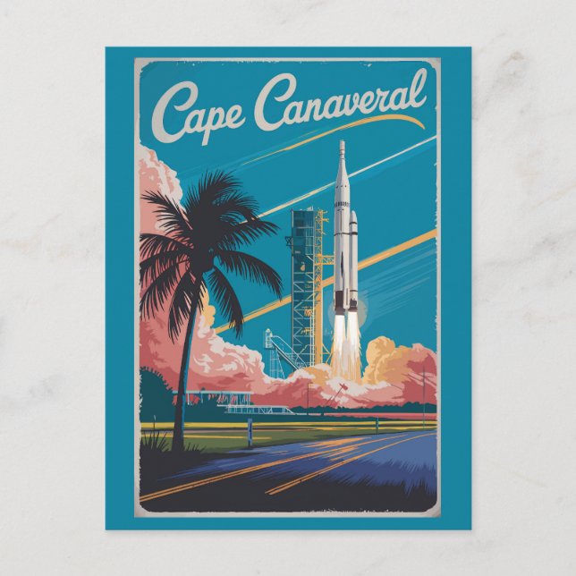 Cartão Postal Cidade do Cabo Canaveral da Flórida Viagem Art (Frente)