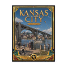 Cidade do Kansas Kansas Arte Deco Vintage Idade Do