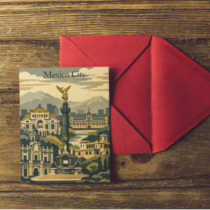 Cartão Postal Cidade do México Viagens Antigas CDMX Minimalista
