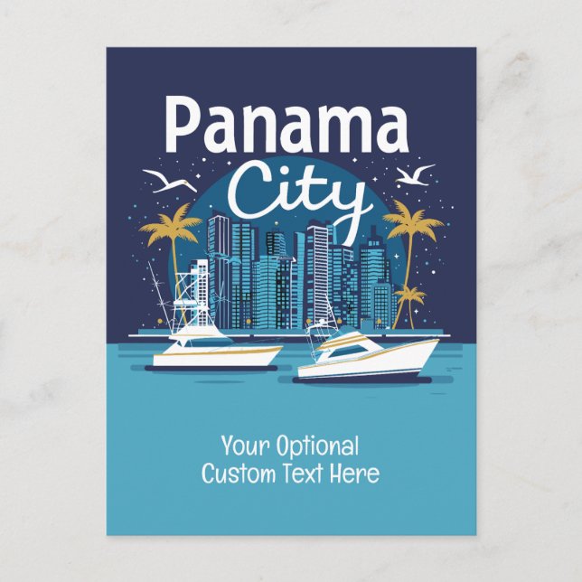 Cartão Postal Cidade do Panamá de Texto Personalizado (Frente)
