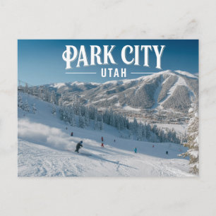 Cartão Postal Cidade do Parque Utah Diversão Esquiando Montanhas