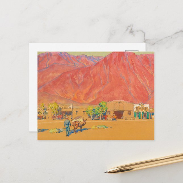 Cartão Postal Cidade e Cliff por Maynard Dixon (Frente/Verso In Situ)