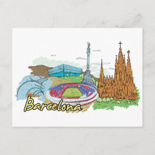 Cartão Postal Cidade Famosa da Espanha de Barcelona