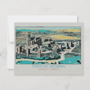 Cartão Postal Cidade Fortificada de Artajona, Navarre, Espanha