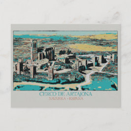Cartão Postal Cidade Fortificada de Artajona, Navarre, Espanha