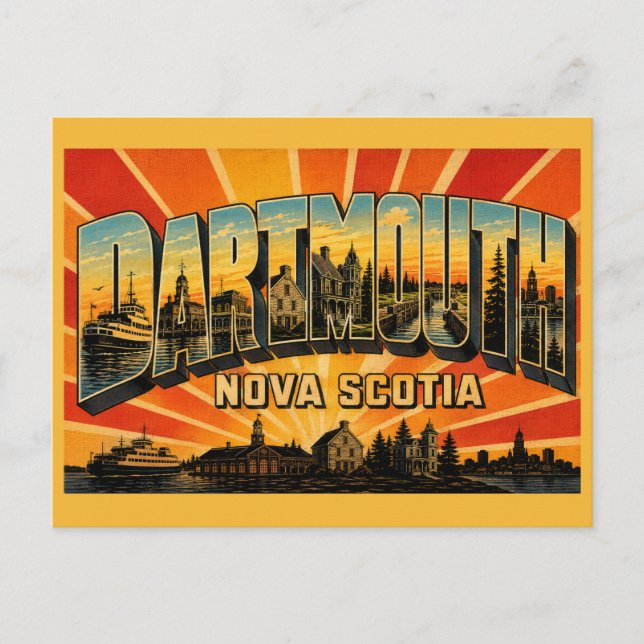 Cartão Postal Cidade Gêmea de Dartmouth Nova Scotia (Frente)