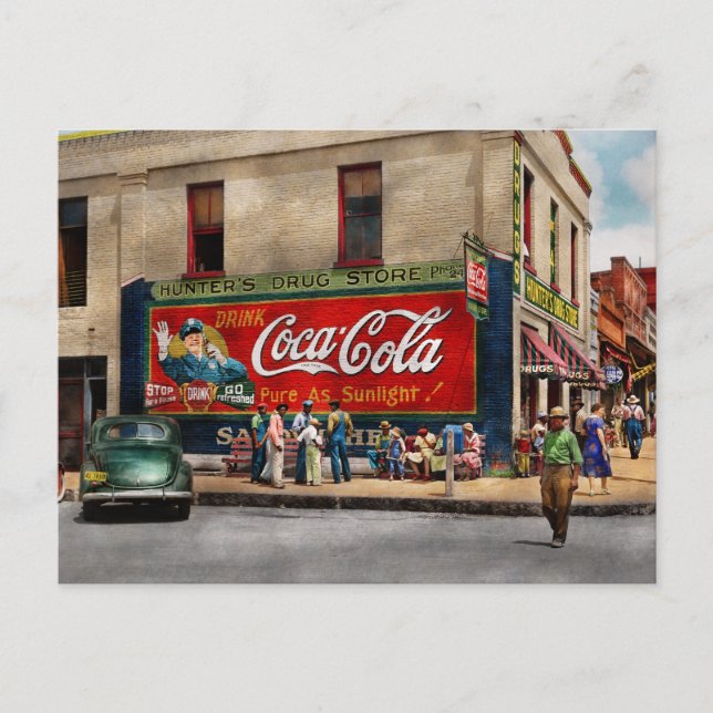 Cartão Postal Cidade - Greensboro GA - Loja de Drogas de Hunter  (Frente)
