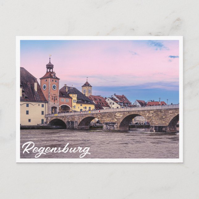 Cartão Postal Cidade histórica de Regensburg, Alemanha (Frente)