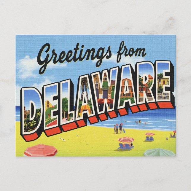 Cartão Postal Cidade Litorânea de Delaware (Frente)