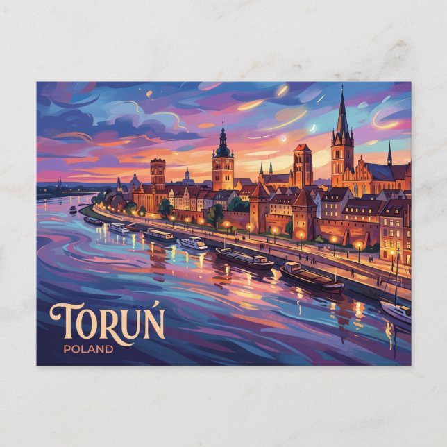 Cartão Postal Cidade Medieval de Torun Polônia (Frente)