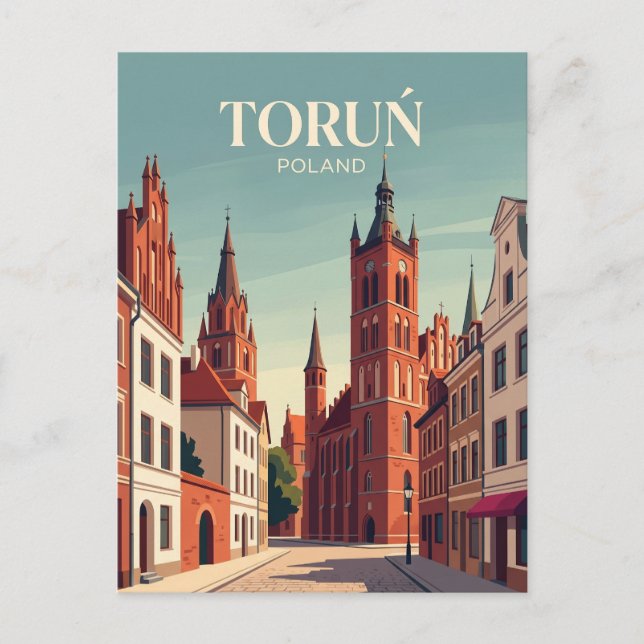 Cartão Postal Cidade Medieval de Toruń Polônia (Frente)