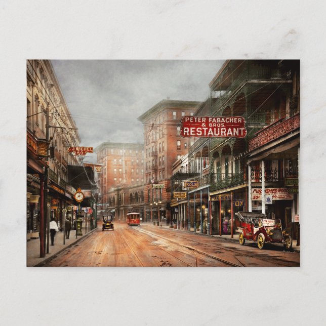 Cartão Postal Cidade - Nova Orleans - Um olhar sobre a Rua Charl (Frente)