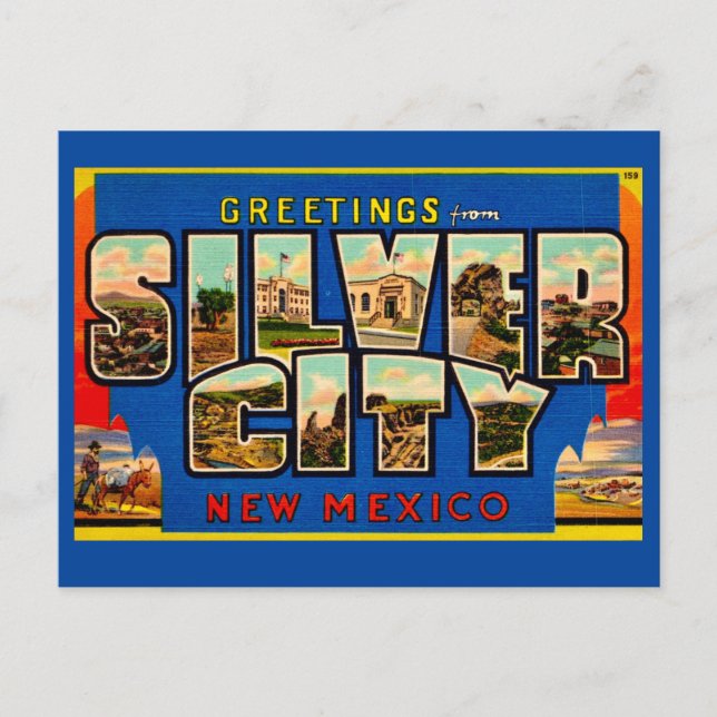 Cartão Postal Cidade Prateada Antiga NM Saudação (Frente)