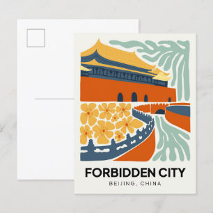 Cartão Postal Cidade Proibida, Pequim, China, viagem de arte flo