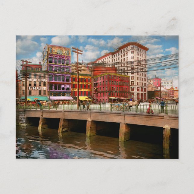 Cartão Postal Cidade - Providence RI - Ponte da Rua Crawford, 19 (Frente)