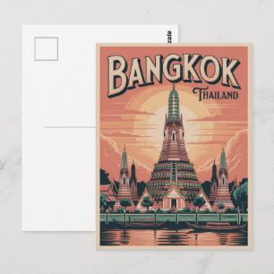 Cartão Postal Cidade retrô de Bangkok Wat Aru Tailândia presente
