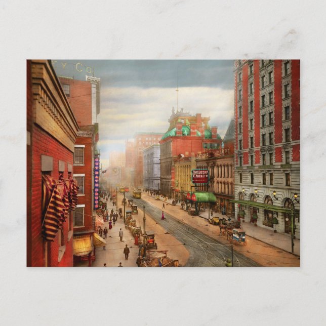 Cartão Postal Cidade - Rochester NY - Teatro Nacional 1908 (Frente)