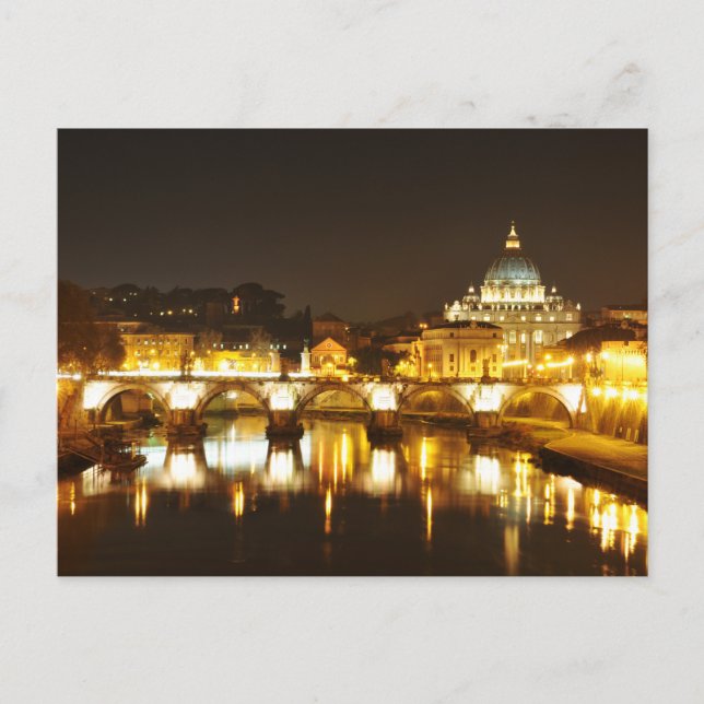 Cartão Postal cidade vaticano, Roma, Itália à noite (Frente)