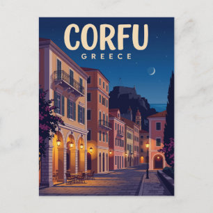 Cartão Postal Cidade Velha de Corfu à Noite Grécia