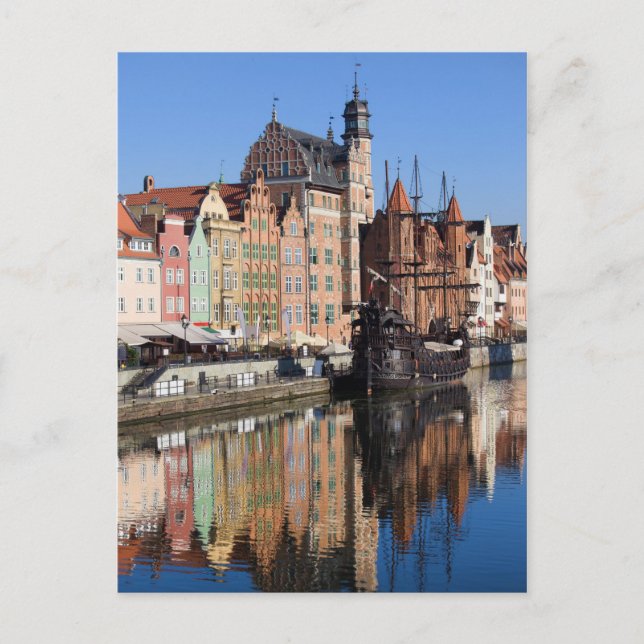 Cartão Postal Cidade Velha de Gdansk na Polônia (Frente)
