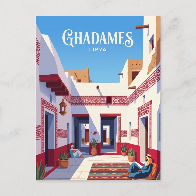 Cartão Postal Cidade Velha de Ghadames Líbia (Frente)