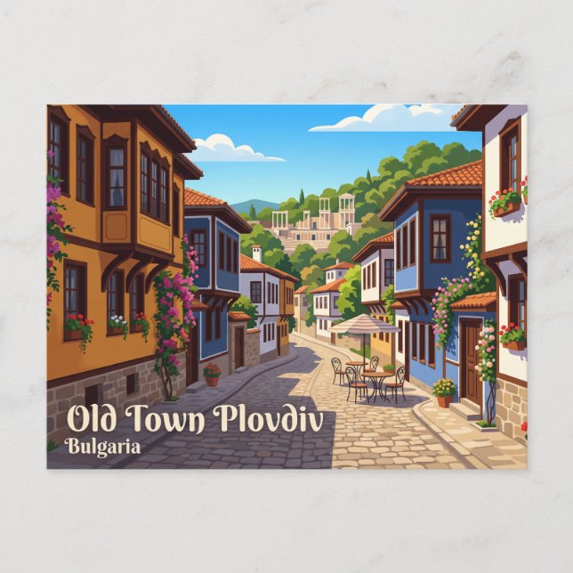 Cartão Postal Cidade Velha Plovdiv Bulgária (Frente)