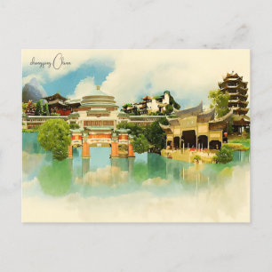 Cartão Postal Cidade viagens vintage de chongqing China retro fé