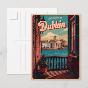 Cartão Postal Cidade vintage de Dublin, presentes de viagem da R