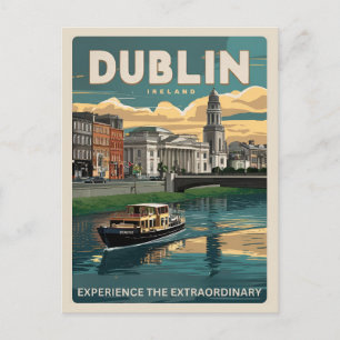 Cartão Postal Cidade vintage de Dublin, presentes de viagem da R