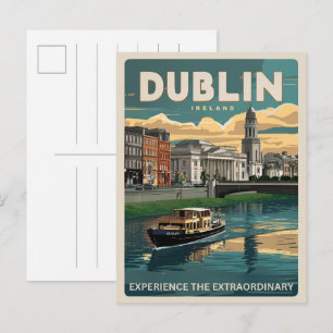 Cartão Postal Cidade vintage de Dublin, presentes de viagem da R