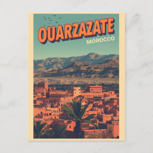 Cartão Postal Cidade vintage de Ouarzazate kasbah deserto do Saa
