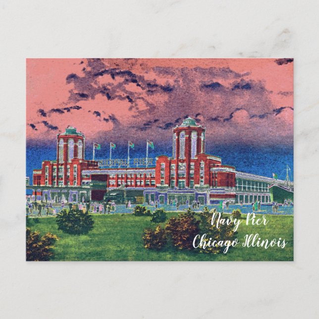 Cartão Postal Cidade Windy de marinho Pier Chicago, 1920 (Frente)