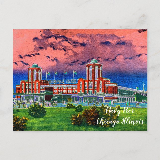 Cartão Postal Cidade Windy de marinho Pier Chicago, 1920 (Frente)