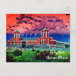 Cartão Postal Cidade Windy de marinho Pier Chicago, 1920