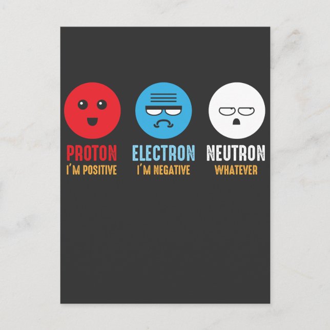 Cartão Postal Ciência Química Pun Proton Eletron Neutron (Frente)